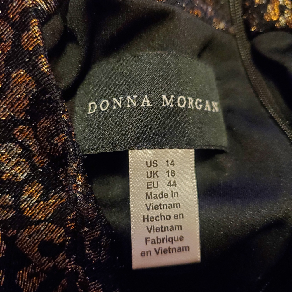 Donna Morgan Black and Gold Animal Print Dress - Picture 3 of 6